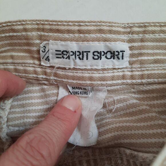 Vintage 1980s Esprit Sport Women's High Waisted Striped Pants Tapered Size 3/4 - Picture 2 of 11
